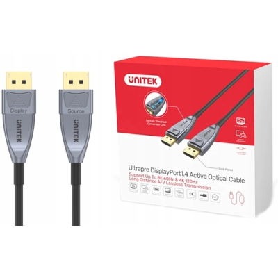 Unitek kabel optyczny DisplayPort 1.4 AOC 8K 5m