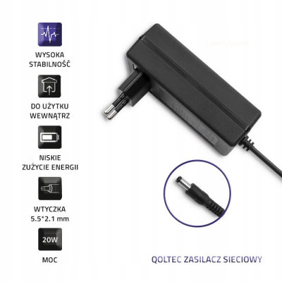 Qoltec Zasilacz wtyczkowy 20W 5V 4A 5.5*2.1