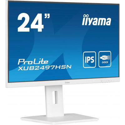 IIYAMA Monitor 24 cale XUB2497HSN-W2 IPS USB-C Dock HDMI DP Pivot biały