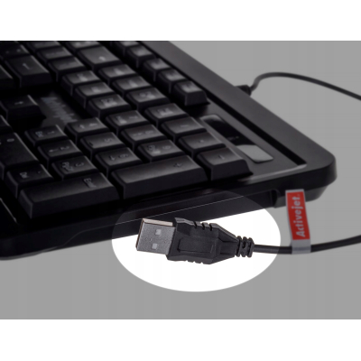 Activejet Klawiatura przewodowa USB K-3807S czarna