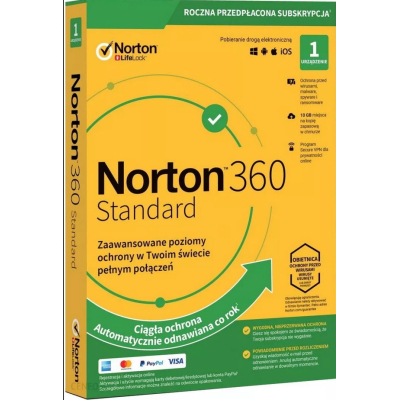 NORTON 360 STANDARD 21441604 10GB PL 1U /1 PC 3 Lata ESD SKLEP KOZIENICE RADOM