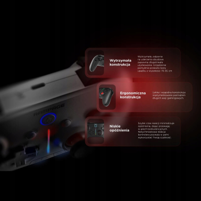 Rampage Hydra Pad bezprzewodowy RGB 2.4G Hall, spusty analogowe