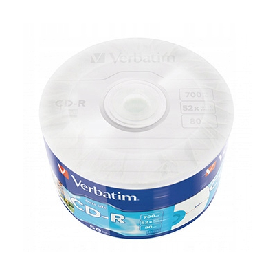 Verbatim CD-R 43794 Inkjet Printable 50-pack 700MB 50x 80min. 12cm wrap
