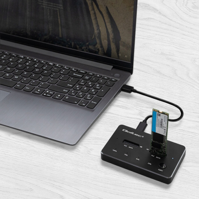 Qoltec Stacja dokująca dysków 2x SSD M.2 SATA NGFF USB typ C 50310