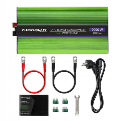 Qoltec Przetwornica Monolith ładowanie baterii UPS 1000W 2000W 12V/230V