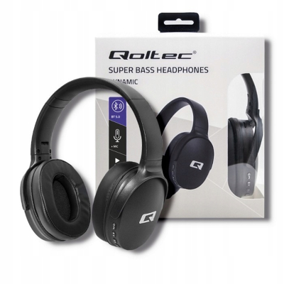 Qoltec Słuchawki bezprzewodowe z mikrofonem BT Super bass Dynamic Czarne
