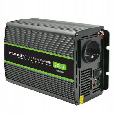 Qoltec Przetwornica napięcia Monolith 1000W 2000W 24V na 230V Czysty Sinus