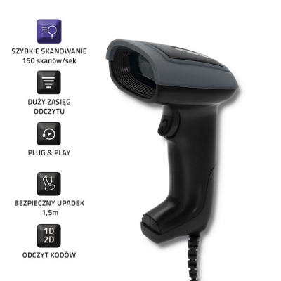 QOLTEC Czytnik kodów kreskowych 1D i 2D USB