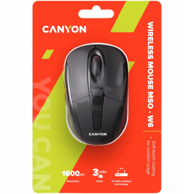 Canyon MSO-W6 - bezprzewodowa mysz optyczna 2.4 GHz, 3 przyciski (czarna)