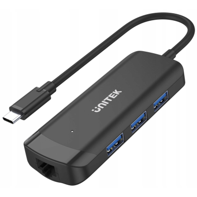 Unitek Aktywny hub USB-C 3*USB-A 5Gbps, RJ-45 1Gb