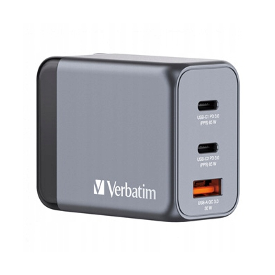Verbatim, Ładowarka GaN USB 3.0, USB C, szara, 65 W, C,G,A, 32201