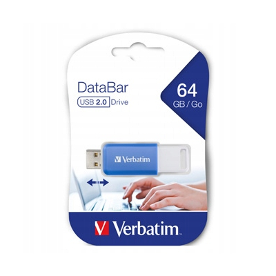 Verbatim USB flash disk USB 2.0 64GB DataBar niebieski, do archiwizacji