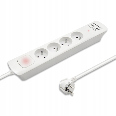 Qoltec Listwa antyprzepięciowa 4 gniazda 2 x USB 1.8m | Biała