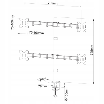 UCHWYT BIURKOWY 4 MONITORY 13-27