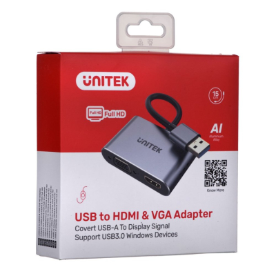 Unitek Adapter USB na HDMI i VGA, FullHD