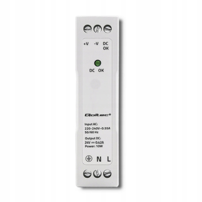 Qoltec Zasilacz na szynę DIN 10W 24V 0.42A Biały Slim