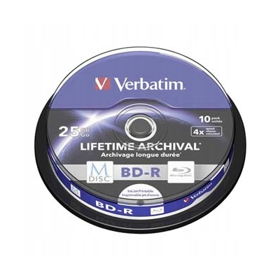 Verbatim BD-R, 25GB, cake box, 43825, 4X, 10-pack, do archiwizacji danych