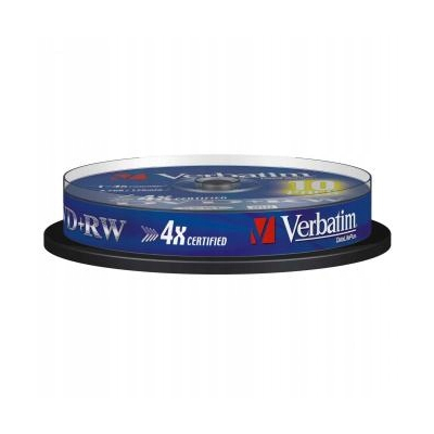 Verbatim DVD+RW 4.7GB, 4x, spindle, 10-pack, bez możliwości nadruku, 12cm