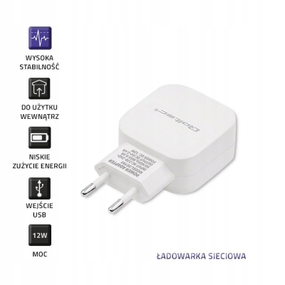 Qoltec Ładowarka sieciowa 12W 5V 2.4A USB
