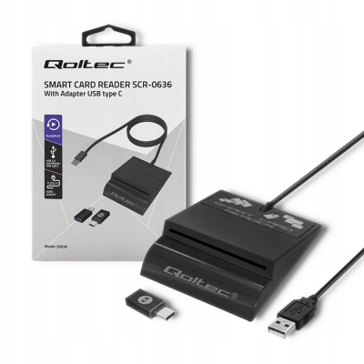 Qoltec Inteligentny czytnik chipowych kart SCR-0636 USB 2.0 +USB-C