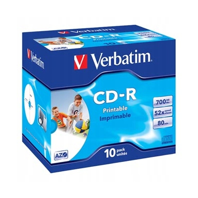Verbatim CD-R AZO Wide Inkjet Printable 10-pack 700MB 52x 80min. 12cm