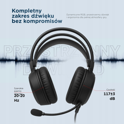 Rampage Słuchawki gamingowe z mikrofonem X-JAMMER 7.1 czarne