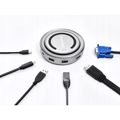 CANYON HUB DS-7 7in1 USB-C Ładowanie Qi Space Grey