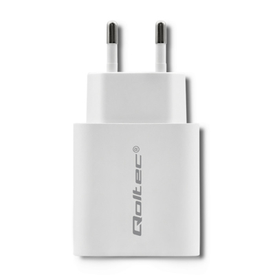 Qoltec Ładowarka sieciowa 18W 5-12V 1.5-3A USB typ C PD USB QC 3.0 Biała