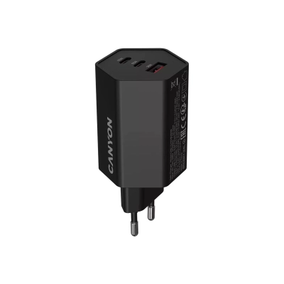 CANYON Ładowarka sieciowa HEXAGON 65 GaN 65W 2xPD 1xQC EU Czarna