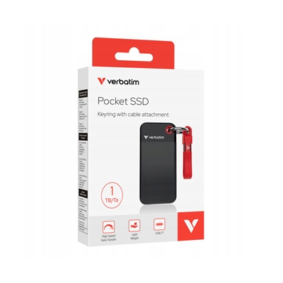 Verbatim SSD Zewnętrzny Pocket SSD Black/Red 1000GB, czerwony, M.2