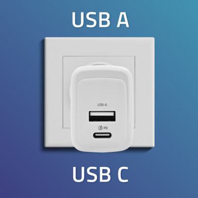 Qoltec Ładowarka sieciowa 45W GaN 5-20V 1.5-3A 1x USB-C PD 1 x USB QC 3.0