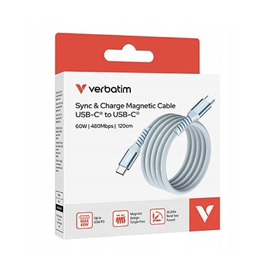 Verbatim USB kabel USB C(M) - USB C(M) 60W 1.2m magnetyczny niebieski 31852