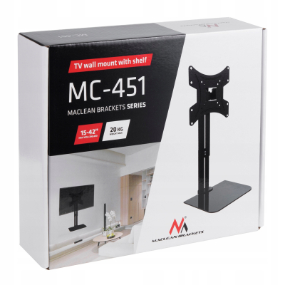 Uchwyt na ścianę TV z półką Maclean max 20kg VESA 200x200 15-42