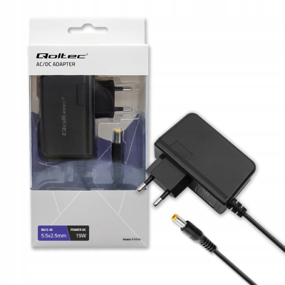 Qoltec Zasilacz wtyczkowy 19W 9V 2.1A 5.5*2.5