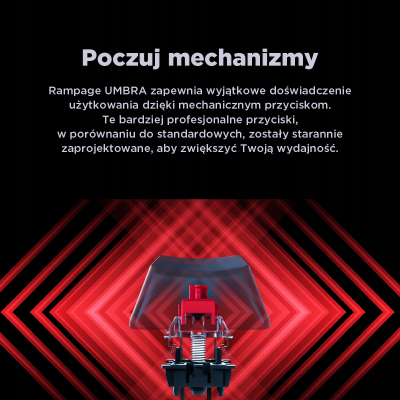 Rampage klawiatura mechaniczna KB-R86 UMBRA Red Switch Czarna