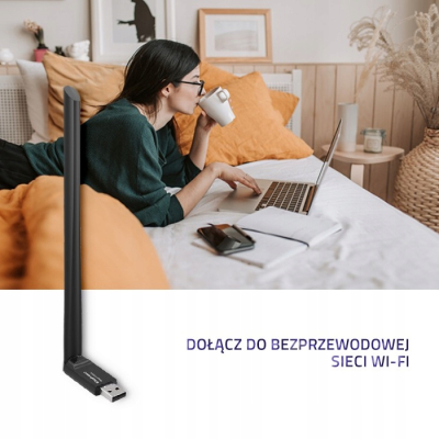Qoltec Bezprzewodowy adapter Wi-Fi USB z anteną standard N 57001