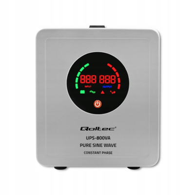 Qoltec Zasilacz awaryjny Pure Sine Wave UPS 800VA 560W Stała faza Szary
