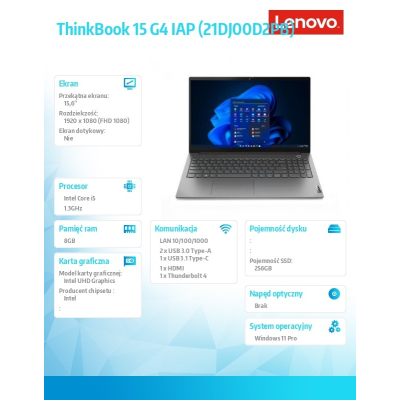 Lenovo ThinkBook 15 G4 21DJ00D2PB i5-1235U 8GB 256GB Windows11 Pro