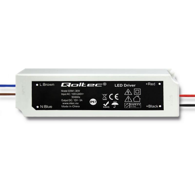 Qoltec Zasilacz impulsowy LED IP67 36W 12V 3A Wodoodporny Biały