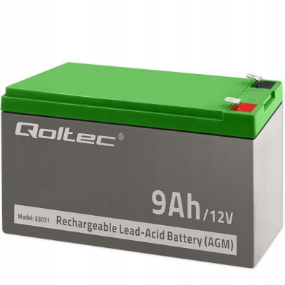 Qoltec Akumulator żelowy 12V 9Ah max.90A AGM
