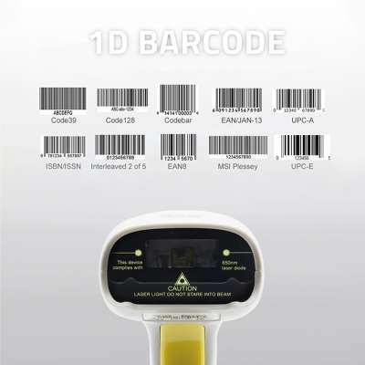 Qoltec Laserowy czytnik kodów kreskowych 1D USB Biały 50877