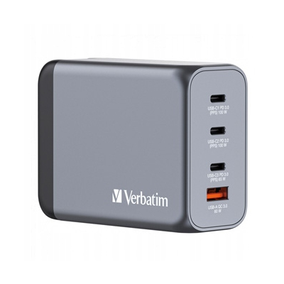 Verbatim Ładowarka GaN USB 3.0 USB C szara 200 W wymienne końcówki C,G,A