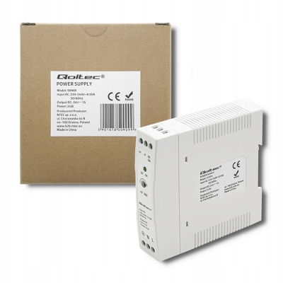 Qoltec Zasilacz na szynę DIN 24W 24V 1A Biały Slim