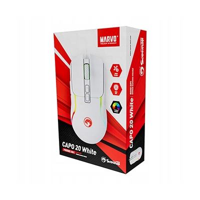 Marvo CAPO 20 Mysz przewodowa, biała, 8000DPI