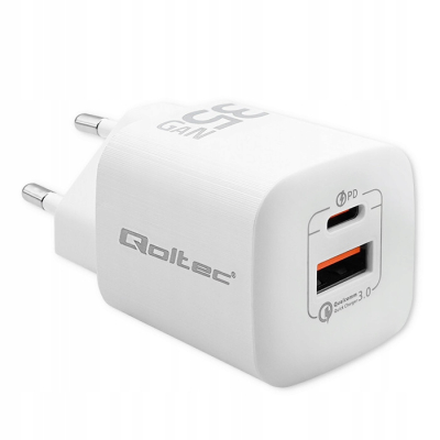Qoltec Ładowarka 35W GaN ULTRA 5-20V 2.25-3A 1xUSB C PD 1xUSB 3.0