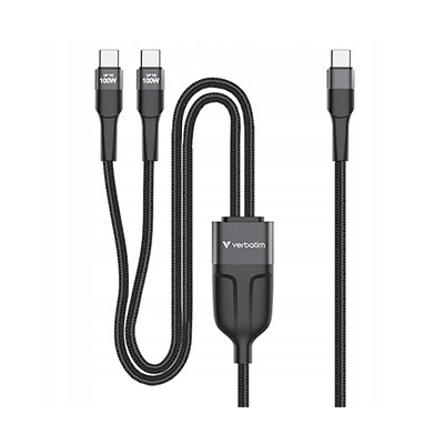 Verbatim kabel USB-C USB-C to Dual USB-C - 100W 1,5m czarny box 30279