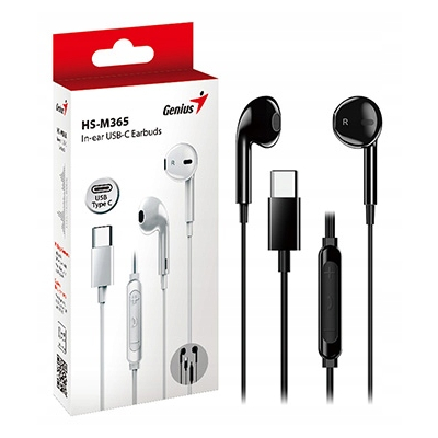 Genius HS-M365 słuchawki z mikrofonem, czarna, 2.0, douszne, USB Type-C