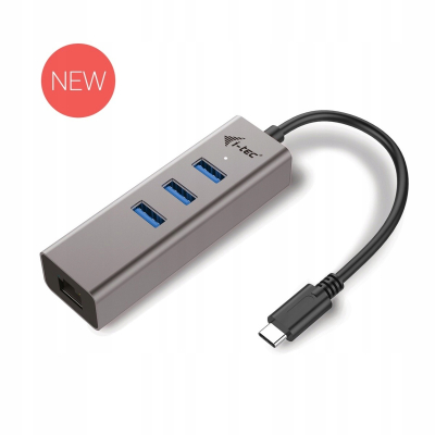 I-tec USB-C Metal 3-portowy HUB z adapter Gigabit