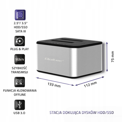 Qoltec Stacja dokująca dysków 2xHDD/SSD 2.5
