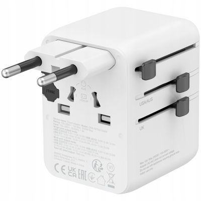 Canyon OnTour 70 - uniwersalny adapter podróżny 70 W (EU/UK/US/AUS, biały)